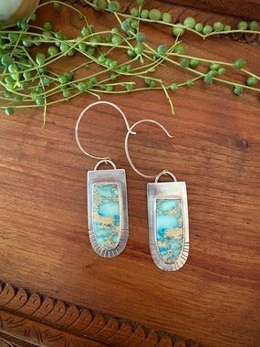 Pyre & Vise Sterling Silver .925 Sea Sediment & Jasper Earrings Artisan Made